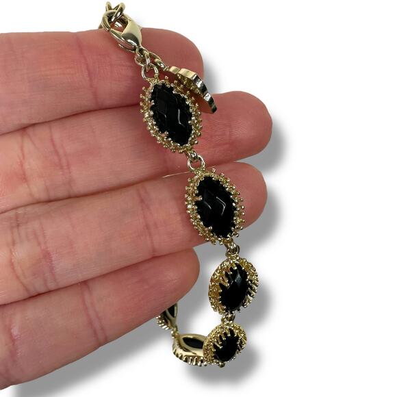 Kendra Scott Jana Line Black Gold Embossed Marquise-Cut Slinky Line Bracelet - Picture 5 of 7